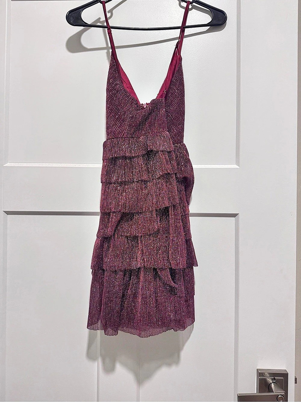 Burgundy Ruffle Mini Dress - Picture 3 of 3